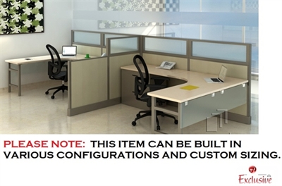 Picture of PEBLO Cluster of 2 Person L Shape Office Desk Cubicle Workstation