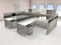 Picture of PEBLO Cluster of  4 Person L Shape Cubicle Desk Workstation