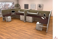Picture of PEBLO Cluster of 4 Person L Shape Office Desk Workstation