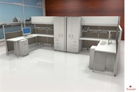 Picture of PEBLO Cluster of 4 Person L Shape Office Desk Cubicle Workstation