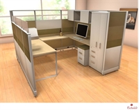 Picture of PEBLO U Shape Office Desk Cubicle Workstation with Wardrobe