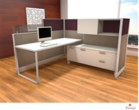Picture of PEBLO L Shape Office Desk Cubicle Workstation with Overhead