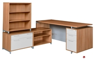 Picture of Marino Contemporary L Shape Office Desk with Bookcase Storage