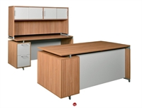 Picture of Marino Contemporary 72" Single Pedestal Desk with Kneespace Credenza and Closed Overhead Storage