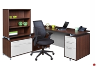 Picture of Marino Contemporary L Shape Office Desk Workstation with Bookcase Storage