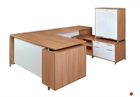 Picture of Marino Contemporary U Shape Office Desk Workstation with Closed Overhead Storage