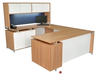 Picture of Marino Contemporary U Shape Office Desk Workstation with Closed Overhead Storage