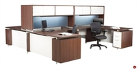 Picture of Marino Contemporary 4 Person L Shape Office Desk Workstation with Closed Overhead Storage