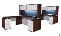 Picture of Marino Contemporary 2 Person L Shape Office Desk Workstation with Closed Overhead Storage