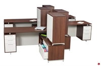 Picture of Marino Contemporary 4 Person L Shape Office Desk Workstation with Closed Overhead Storage
