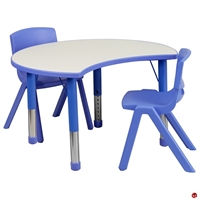 Picture of Brato Height Adjustable Half Moon Activity Table with 2 Kids Plastic Stack Chairs