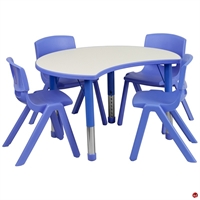 Picture of Brato Height Adjustable Half Moon Activity Table with 4 Kids Plastic Stack Chairs