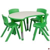 Picture of Brato Height Adjustable Half Moon Activity Table with 4 Kids Plastic Stack Chairs