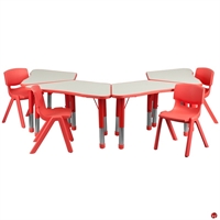 Picture of Brato Height Adjustable Activity Connecting Tables with 4 Kids Plastic Stack Chairs