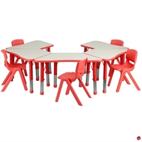Picture of Brato Height Adjustable Activity Connecting Tables with 5 Kids Plastic Stack Chairs