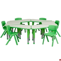 Picture of Brato Height Adjustable Activity Circular Connecting Tables with 6 Kids Plastic Stack Chairs