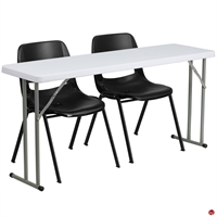 Picture of Brato 18" x 60" Resin Folding Table with 2 Poly Shell Stack Chairs