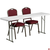 Picture of Brato 18" x 72" Resin Folding Table with 2 Cafe Dining Stack Chairs