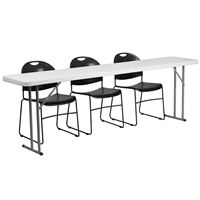 Picture of Brato 18" x 96" Resin Folding Table with 3 Poly Stack Chairs