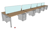 Picture of PEBLO 10 Person 24" x 60" Teaming Bench Seating Office Desk Workstation