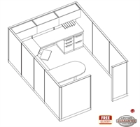Picture of PEBLO Executive Private Office U Shape Desk Cubicle Workstation with Overheads