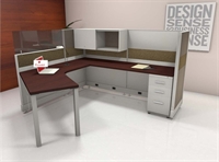 Picture of PEBLO 7' x 7' L Shape Office Cubicle Desk Workstation with Storage