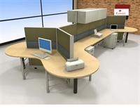 Picture of PEBLO Cluster of 6 Person L Shape 6' x 6' Cubicle Office Desk Workstation