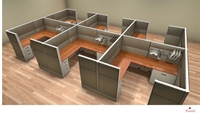 Picture of PEBLO Cluster of 6 Person 6' x 7' L Shape Cubicle Desk Workstation with Lateral Filing