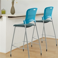 Picture of Poly Armless Counter Height Stool Chair with Upholstered Seat