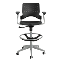 Picture of Poly Shell Drafting Stool Task Chairs with Arms and Footring