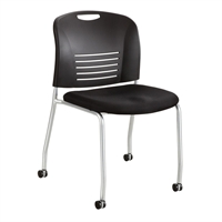 Picture of Armless Poly Mobile Stack Chair with Upholstered Seat, Pack of 2