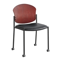 Picture of Guest Side Armless Mobile Wood Back Stack Chair