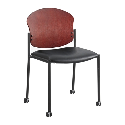 Picture of Guest Side Armless Mobile Wood Back Stack Chair