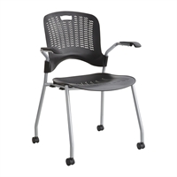 Picture of Guest Side Poly Mobile Stack Chair with Arms, Pack of 2