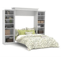 Picture of Versatile Contemporary White Queen Wall Bed with Open Bookcase