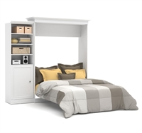 Picture of Versatile Contemporary White Queen Wall Bed with Storage Bookcase