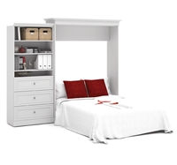 Picture of Versatile Contemporary White Queen Wall Bed with Lateral File Bookcase