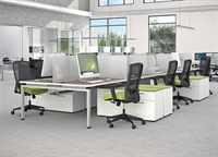 Picture of Cluster of 8 Person Bench Seating Teaming WorkDesk with Lateral File Credenza and Power Management