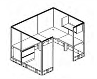 Picture of L Shape Corner Curve  Manager's Cubicle Desk Workstation with Filing