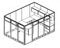 Picture of U Shape Bowfront Private Cubicle Office Workstation with Privacy Door and Multi Filing Storage