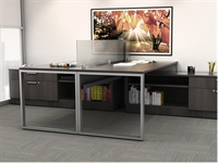 Picture of PEBLO 2 Person L Shape Contemporary Office Desk Workstation with Lateral Filing