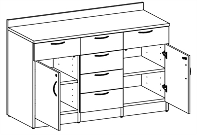 Picture of PEBLO Multi Storage Buffet Credenza Workstation with Locking Doors/Drawers