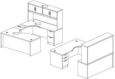 Picture of PEBLO U Shape Curve Office Desk Workstation with Overhead and Filing Storage