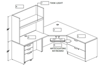 Picture of PEBLO L Shape Corner Curve Office Desk Workstation with Overhead and Lateral File Storage