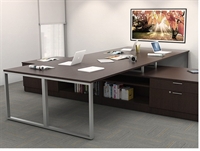 Picture of PEBLO 4 Person Bench Seating Teaming Desk Workstation wtih Credenza Storage