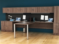 Picture of PEBLO 2 Person Shared L Shape 72" Desk Workstation with Lateral Filing and Overhead Storage
