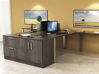 Picture of PEBLO 2 Person Shared L Shape Office Desk Workstation with Lateral Filing and Storage