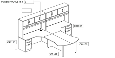 Picture of PEBLO Custom Size 2 Person L Shape Office Desk Workstation with Overhead Storage