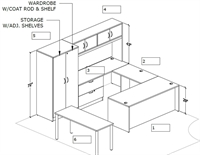 Picture of PEBLO Space Planning U Shape Office Desk Workstation with Storage and Meeting Table