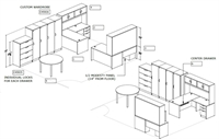 Picture of PEBLO Space Planning, 2 Person L Shape Desk Station with Meeting Table, Lateral File and Wardrobe Lockers